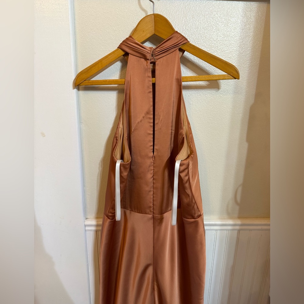 Kennedy Blue Elegant Backless Halter Dress in Copper - Picture 5 of 6